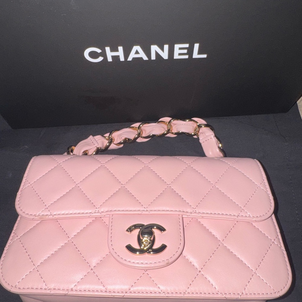 CHANEL Pink Quilted Leather Shoulder Bag with Gold Hardware